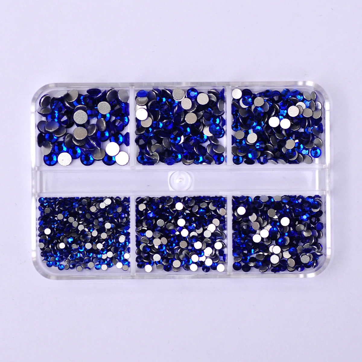 6 Grids/Box 1250pcs Sapphire Nail Art Decoration Rhinestones Round Flatback Diamonds Nail Charms Supplies for Professionals
6 Grids/Box 1250pcs Sapphire Nail Art Decoration Rhinestones Round Flatback Diamonds Nail Charms Supplies for Professionals