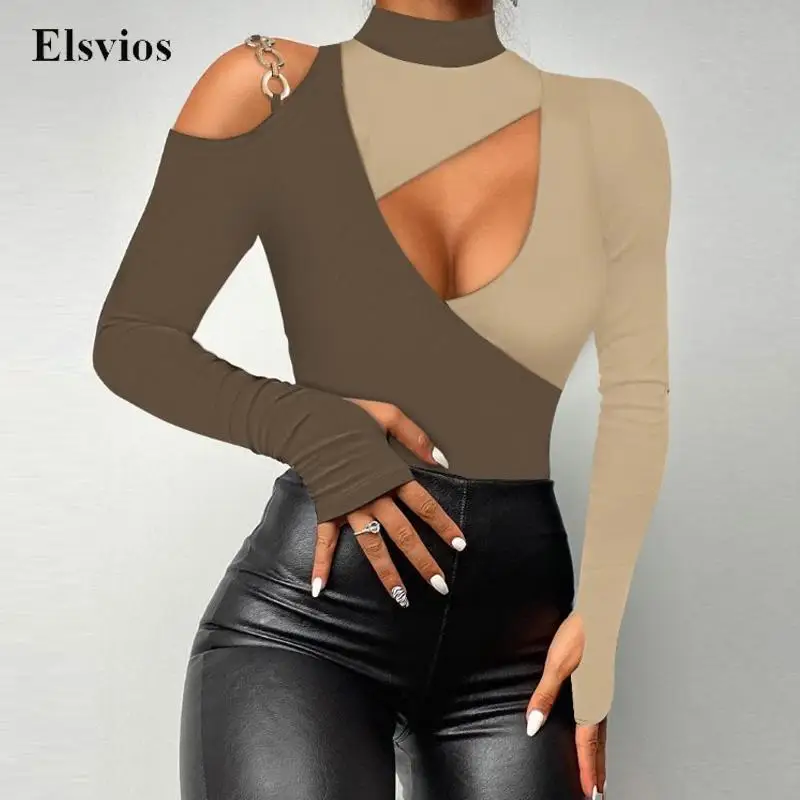 Fashion Cut Out Patchwork Bodycon Blouse Elegant Long Sleeve Shirt Blusa Women Sexy Chian Off Shoulder Turtleneck Tops Pullover
Fashion Cut Out Patchwork Bodycon Blouse Elegant Long Sleeve Shirt Blusa Women Sexy Chian Off Shoulder Turtleneck Tops Pullover