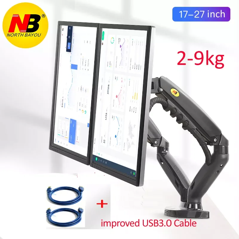 NB NEW F160 gas spring 10"-27" Dual Monitor Holder Arm desktop 360 rotate computer holder 2-9KG Monitor bracket with 2
NB NEW F160 gas spring 10"-27" Dual Monitor Holder Arm desktop 360 rotate computer holder 2-9KG Monitor bracket with 2