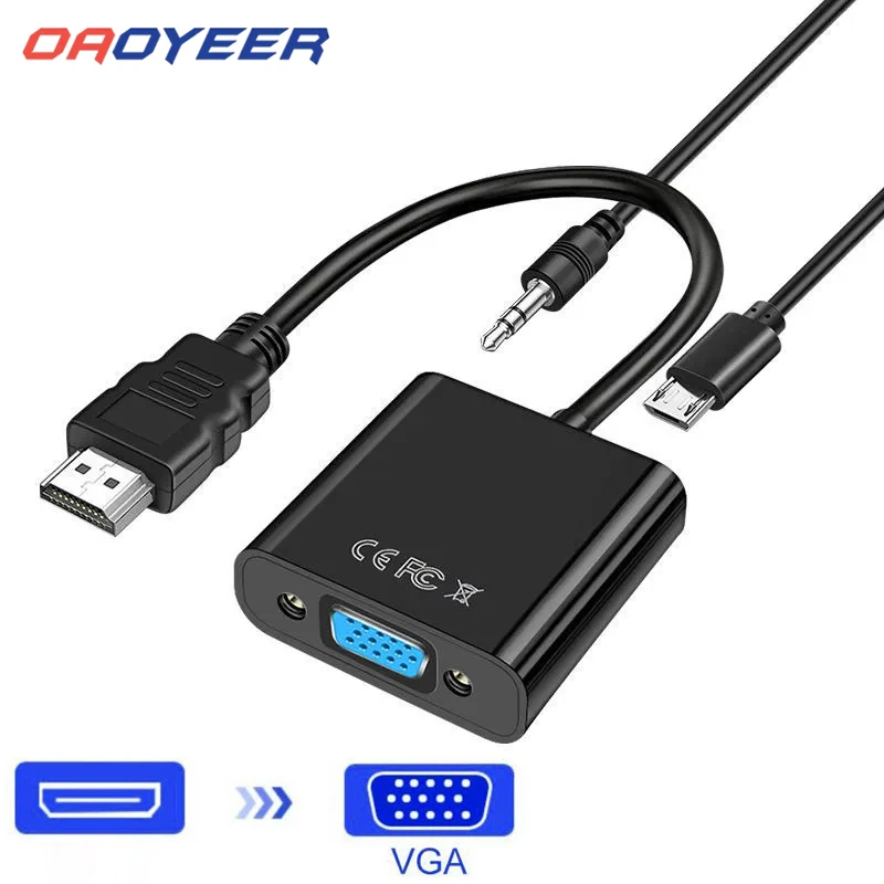 HDMI To VGA Cable Converter With Audio Power Supply HDMI Male To VGA Female 1080P Converter Adapter for Tablet laptop PC TV
HDMI To VGA Cable Converter With Audio Power Supply HDMI Male To VGA Female 1080P Converter Adapter for Tablet laptop PC TV