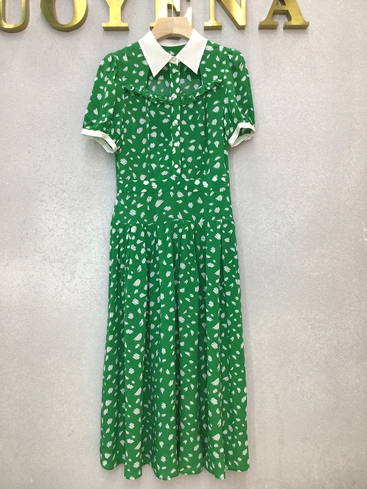 Runway 2022 Summer Midi Dress Women Green Short Sleeve Floral Frock Printed High Quality Slim Office Lady
Runway 2022 Summer Midi Dress Women Green Short Sleeve Floral Frock Printed High Quality Slim Office Lady