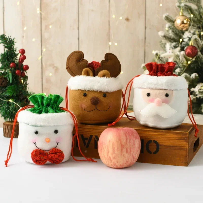 

Christmas Eve Apple Package Cartoon Santa Claus Snowman Elk Gift Bag Merry Deco Candy Handbag Happy New Year Decoration Design