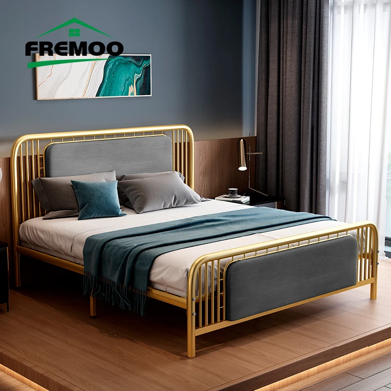 Light luxury Soft Bag Fabric Wrought iron Bed High Quality Lit 2 Personnes Moderne Disign Bedroom Furniture Set
Light luxury Soft Bag Fabric Wrought iron Bed High Quality Lit 2 Personnes Moderne Disign Bedroom Furniture Set