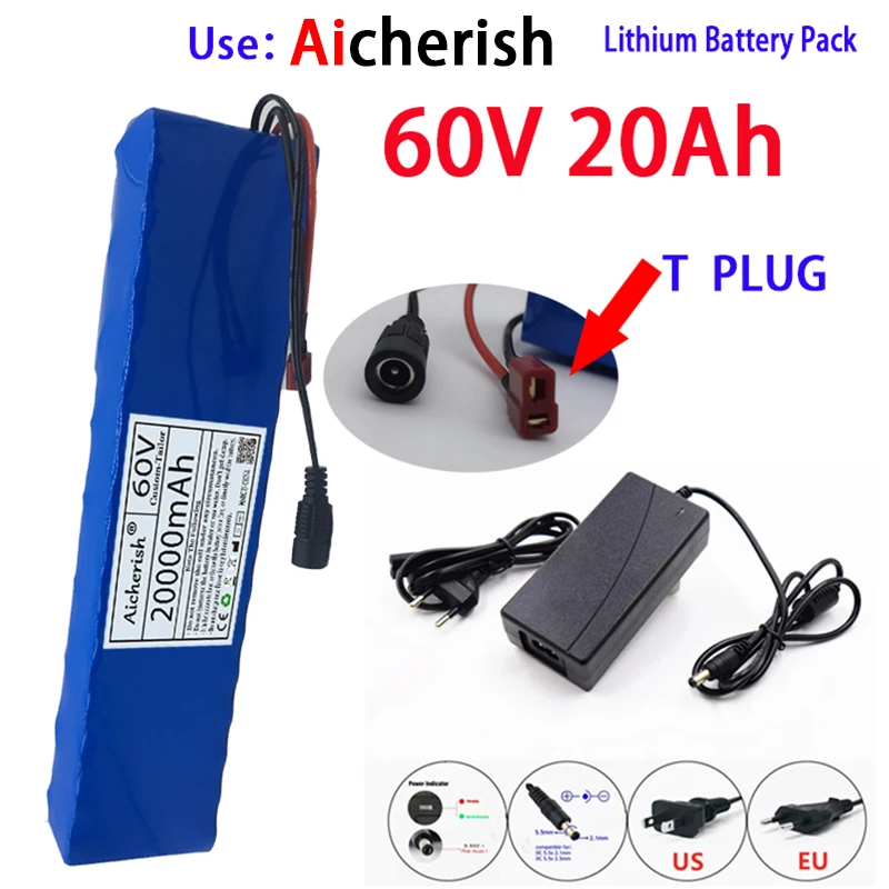 Scooter 18650 Lithium Ion E-Bike Battery Pack New 60V 20000mAH Electric Bike 20Ah 16S2P With BMS + 67.2V Charger 
Scooter 18650 Lithium Ion E-Bike Battery Pack New 60V 20000mAH Electric Bike 20Ah 16S2P With BMS + 67.2V Charger