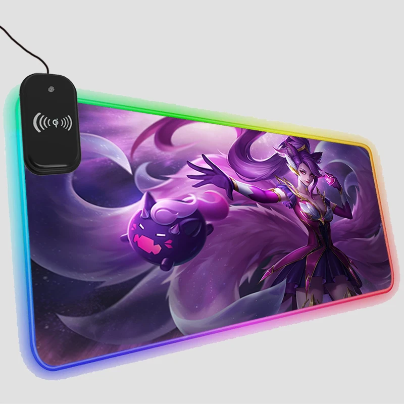 Коврик для мыши RGB с беспроводной зарядкой для телефона, светодиодсветодиодный игровые Ари LOL, офисные аксессуары, противоскользящие светящиеся игровые коврики
Коврик для мыши RGB с беспроводной зарядкой для телефона, светодиодсветодиодный игровые Ари LOL, офисные аксессуары, противоскользящие светящиеся игровые коврики