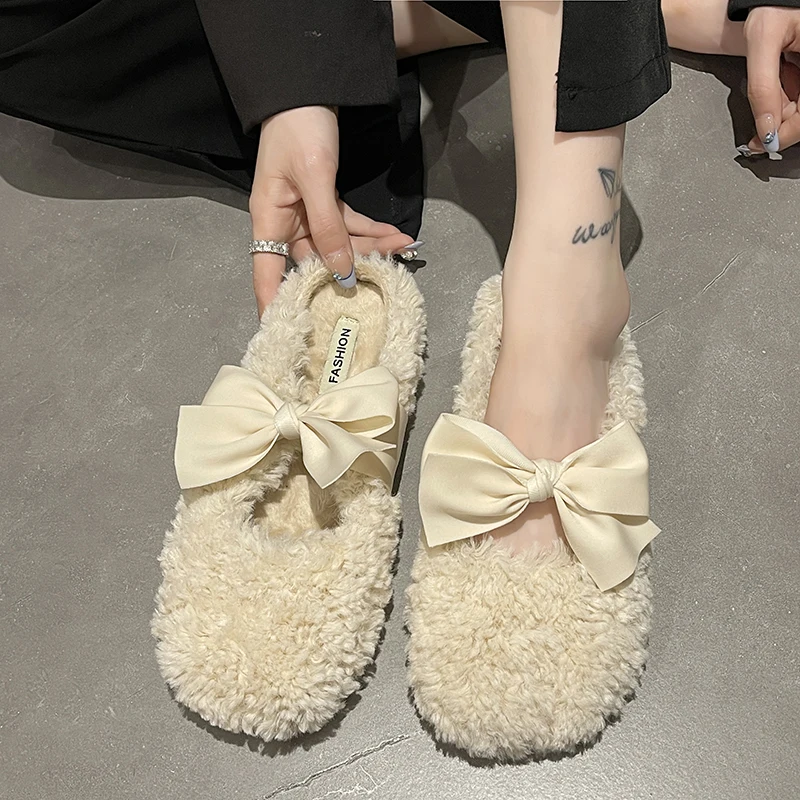 Flat Shoes Female Woman's Slippers Cover Toe Butterfly-Knot Low Loafers Luxury Slides 2022 Massage Designer Short Plush Butterfl
Flat Shoes Female Woman's Slippers Cover Toe Butterfly-Knot Low Loafers Luxury Slides 2022 Massage Designer Short Plush Butterfl