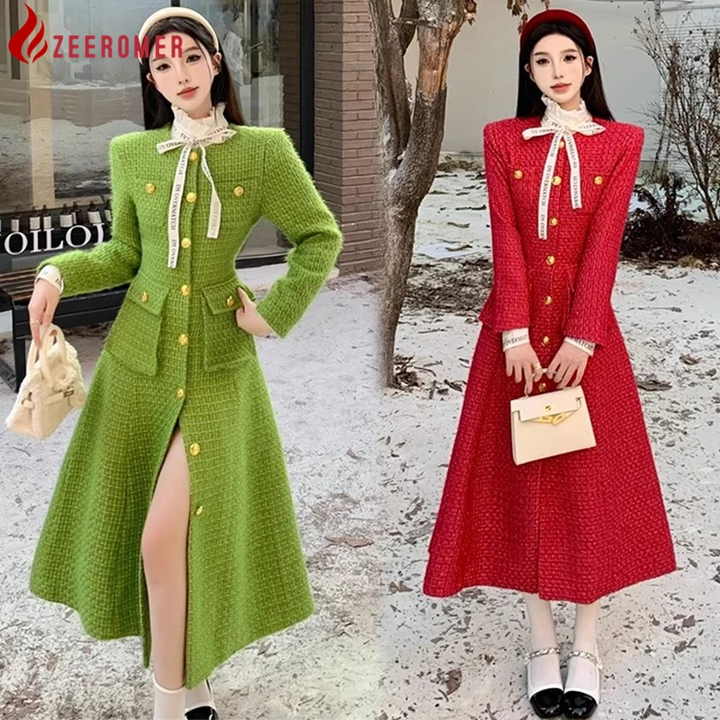 2023 Autumn/Winter Christmas Theme Elegant Temperament Tweed Dress Women Luxury O-Neck Single Breasting A- line Midi Woolen Coat
2023 Autumn/Winter Christmas Theme Elegant Temperament Tweed Dress Women Luxury O-Neck Single Breasting A- line Midi Woolen Coat