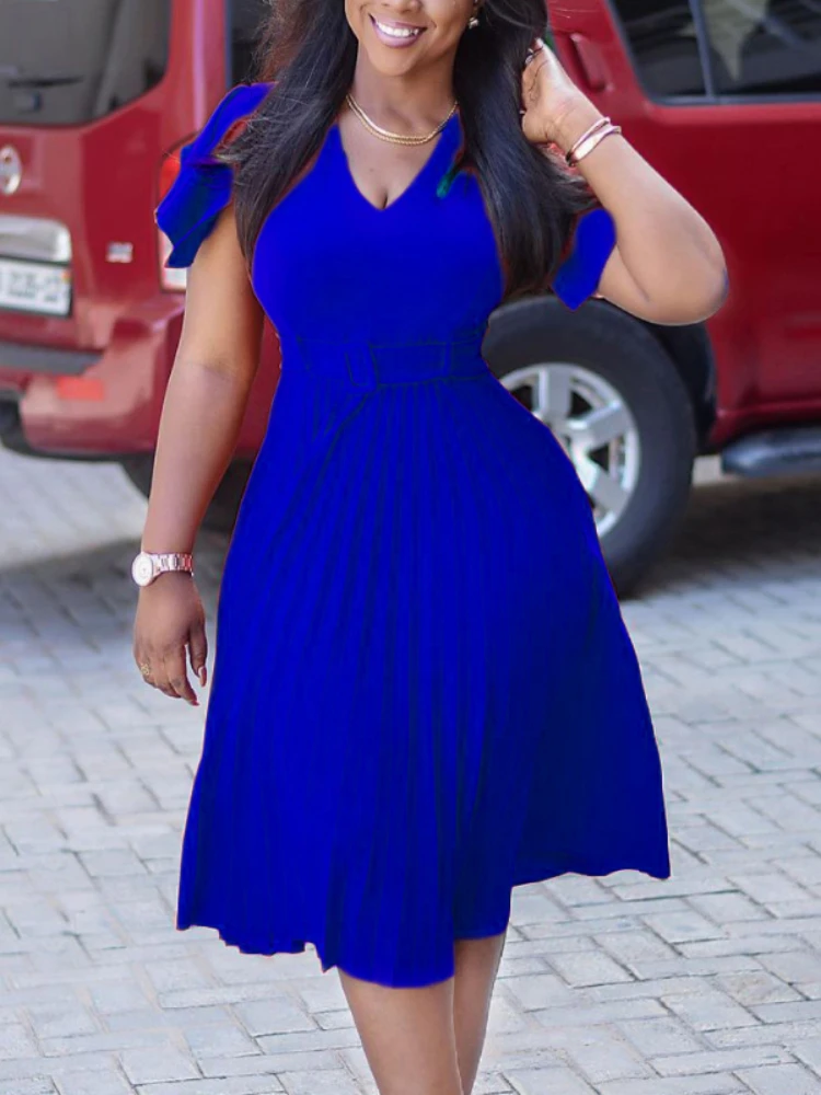 Женские плиссированные платья с высокой талией, с коротким рукавом, трапециевидной формы, сдержанная африканская офисная одежда для женщин... 
Женские плиссированные платья с высокой талией, с коротким рукавом, трапециевидной формы, сдержанная африканская офисная одежда для женщин...