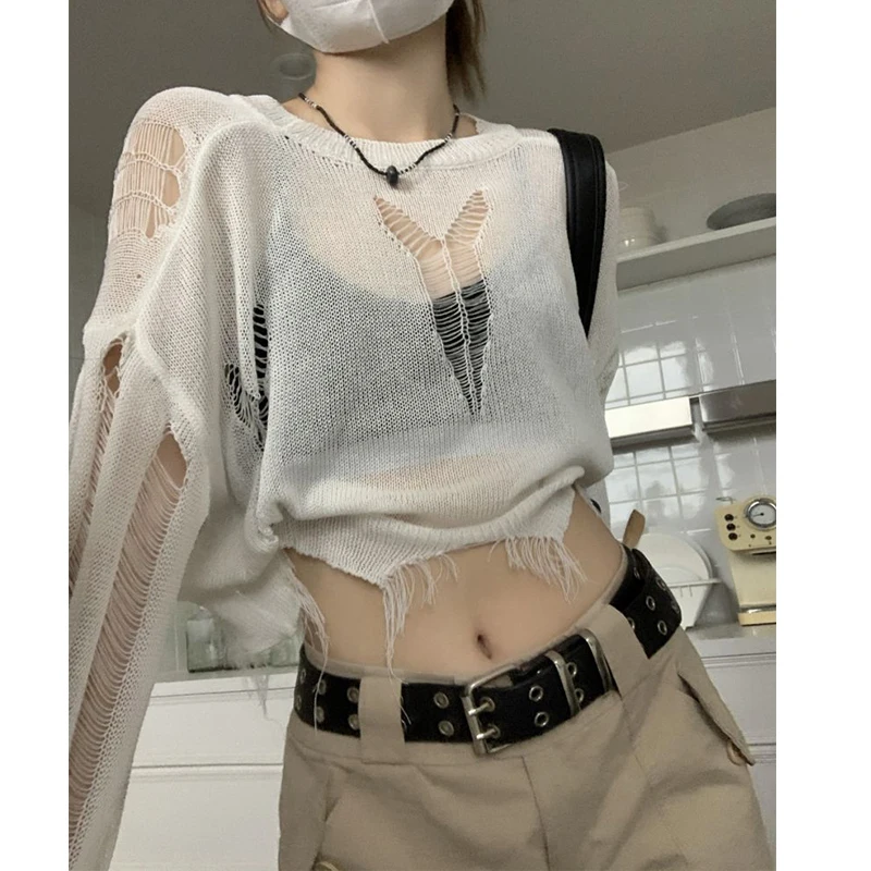 Pink Heart Hollow Design Sense Outside Long-sleeved Knitted Pullover Women's Summer Sweet Hot Girl Short White Tops
Pink Heart Hollow Design Sense Outside Long-sleeved Knitted Pullover Women's Summer Sweet Hot Girl Short White Tops