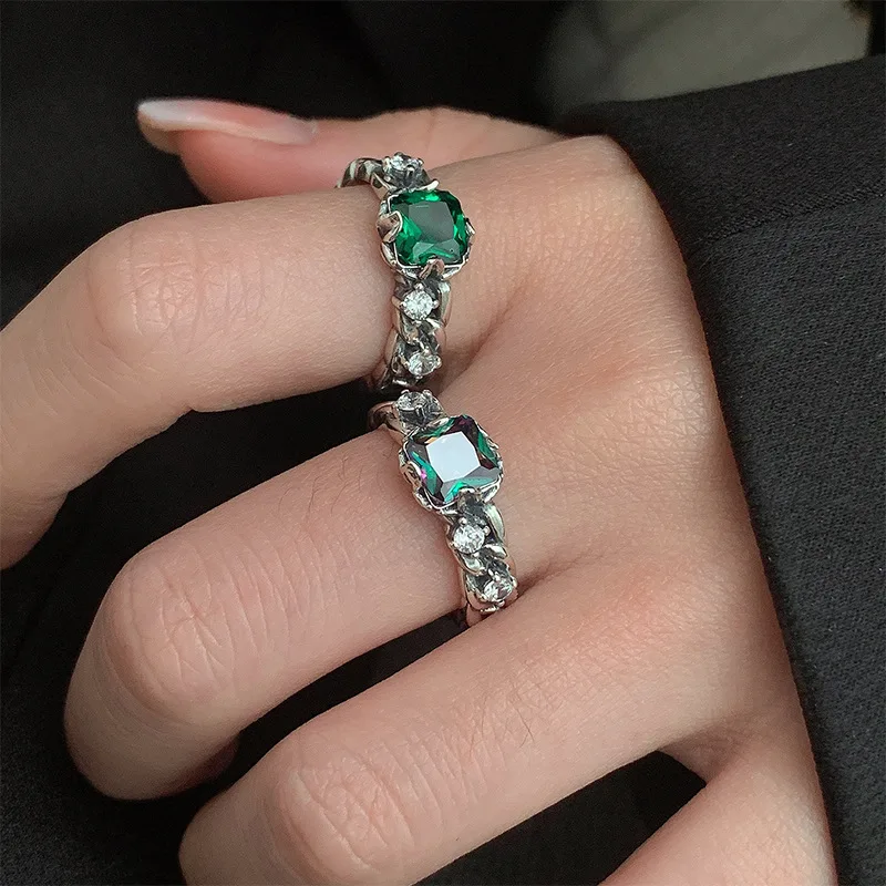 

New Emerald Aurora Morandi Zircon Stone Retro 925 Sterling Silver Female Ring Jewelry For Women Birthday Gifts Never Fade Cheap