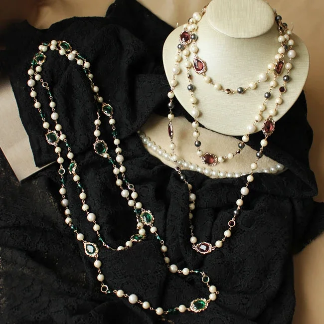 AAA Pearl Crystal Layered Long Necklace for Women Luxury Sweater Chain Boho Korean Designer Layered Necklaces
AAA Pearl Crystal Layered Long Necklace for Women Luxury Sweater Chain Boho Korean Designer Layered Necklaces