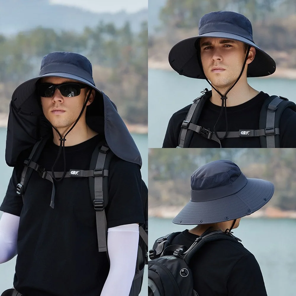 Summer Sun Protection Bucket Hats Men's Sun Hat with Neck Flap Detachable Large Wide Brim Face Sun Shawl Hats Fishing Hats Big
Summer Sun Protection Bucket Hats Men's Sun Hat with Neck Flap Detachable Large Wide Brim Face Sun Shawl Hats Fishing Hats Big