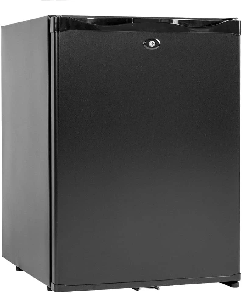 

Холодильник с замком, компактный холодильник для спальни, без шума, 12 В/110 В, 1,0 кубических футов, черный