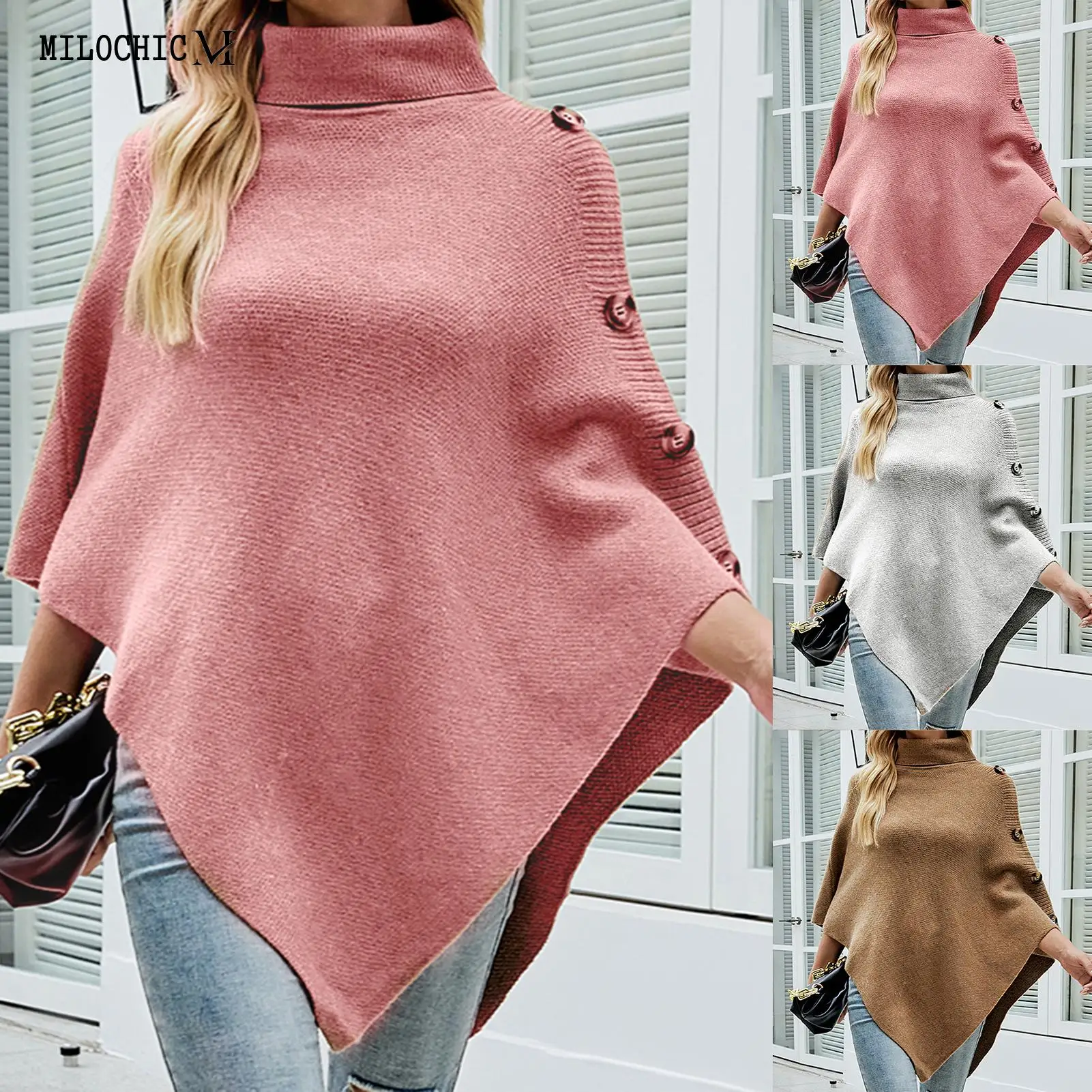 Ladies Basic Elegant Shawl Solid Color Cardigan Knit Cloak Loose Fit Women Sweater Crochet High Collar Single Breasted Pullover
Ladies Basic Elegant Shawl Solid Color Cardigan Knit Cloak Loose Fit Women Sweater Crochet High Collar Single Breasted Pullover