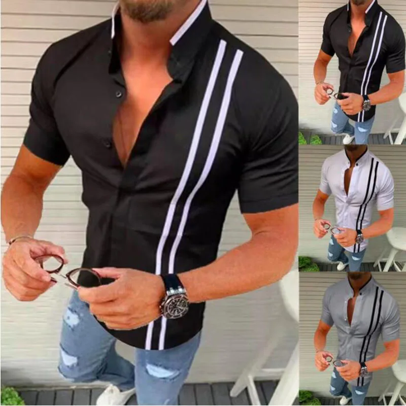 Men's Shirts Summer New Pull Strip Stand Collar Daily Button Solid Color Simple Short Sleeve Tops Casual Fashion Comfortable
Men's Shirts Summer New Pull Strip Stand Collar Daily Button Solid Color Simple Short Sleeve Tops Casual Fashion Comfortable