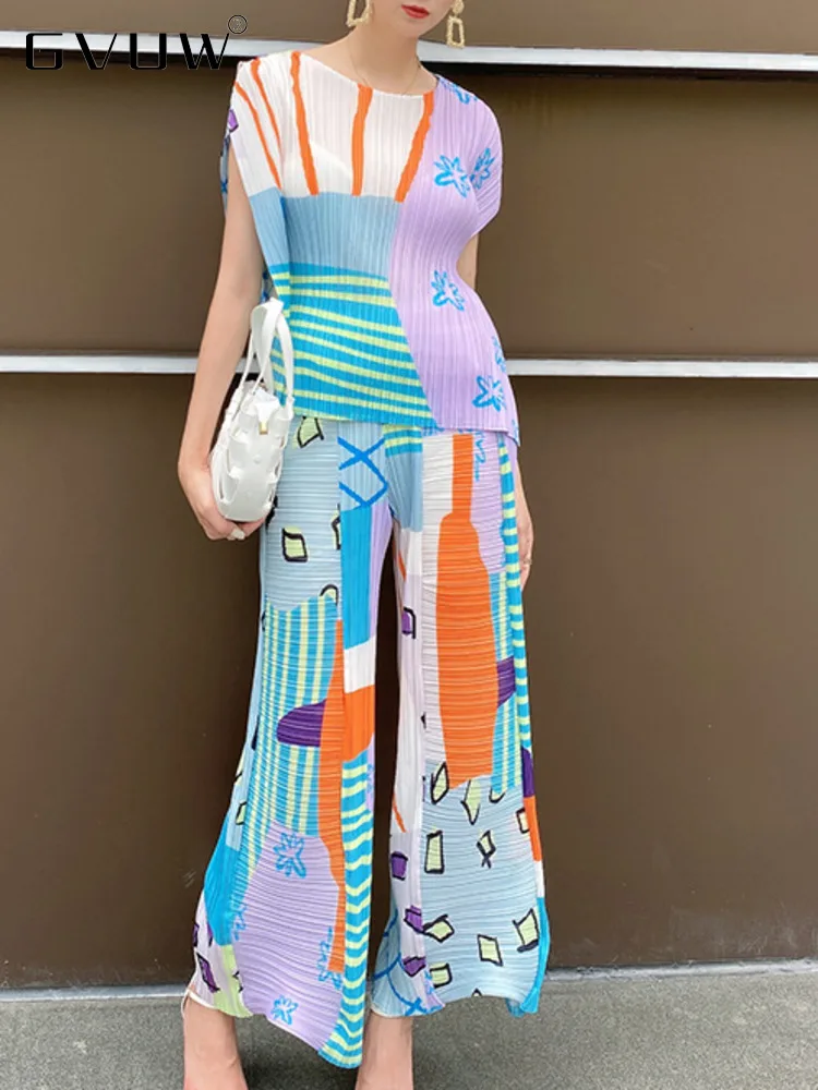 GVUW Round Collar Print Pleated Two Piece Set Women Top Wide Leg Loose Trousers 2023 Spring New Elegant Female Clothing 17G1444
GVUW Round Collar Print Pleated Two Piece Set Women Top Wide Leg Loose Trousers 2023 Spring New Elegant Female Clothing 17G1444