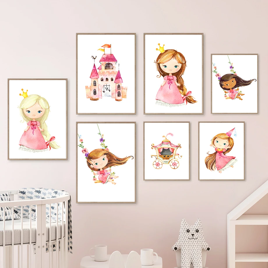 Cute Cartoon Crown Girl Swing Castle Flower Car Wall Art Canvas Painting Nordic Posters And Prints Wall Pictures Kids Room Decor 
Cute Cartoon Crown Girl Swing Castle Flower Car Wall Art Canvas Painting Nordic Posters And Prints Wall Pictures Kids Room Decor