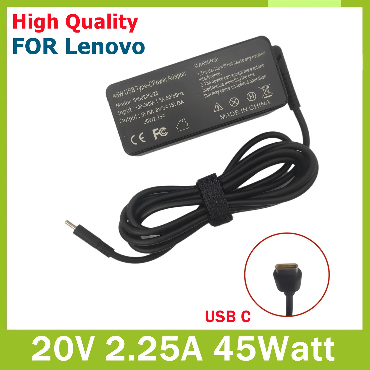 20V 2.25A Type C 45W ADLX45YAC3A Laptop AC Adapter Power Supply for Lenovo Thinkpad X390 L390 YOGA X395 L490 L590 Charger USB C
20V 2.25A Type C 45W ADLX45YAC3A Laptop AC Adapter Power Supply for Lenovo Thinkpad X390 L390 YOGA X395 L490 L590 Charger USB C