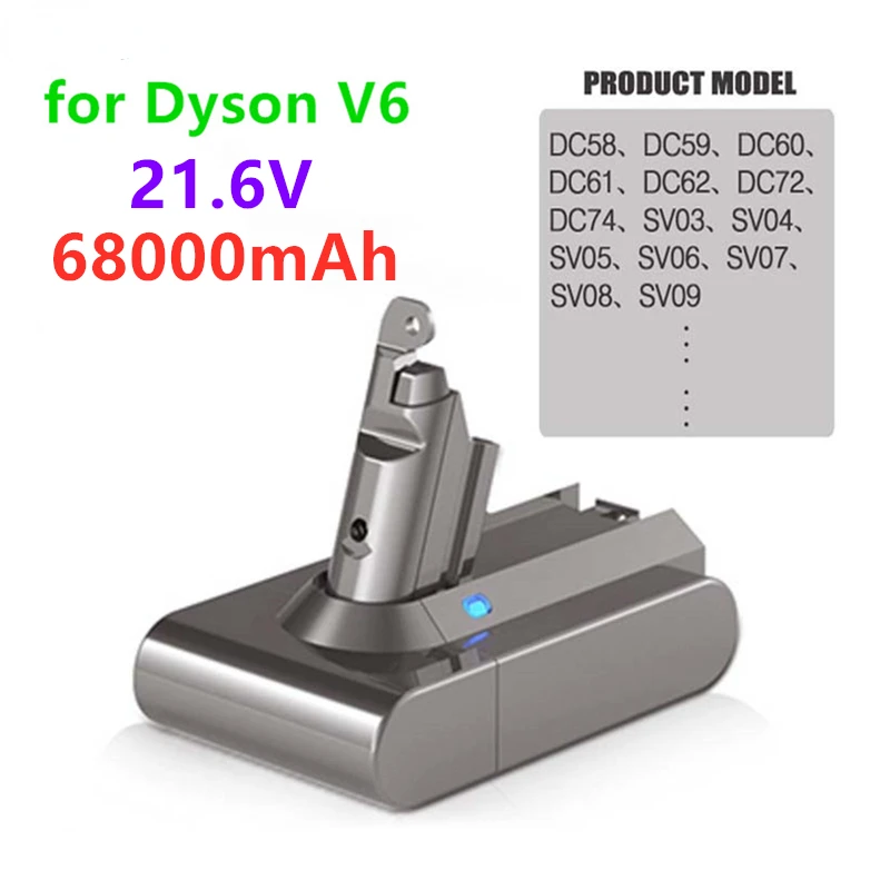 21.6V 6000mAh Replacement Battery for Dyson Li-ion Vacuum Cleaner SV09 SV07 SV03 DC58 DC61 DC62 DC74 V6 965874-02 Animal Battery
21.6V 6000mAh Replacement Battery for Dyson Li-ion Vacuum Cleaner SV09 SV07 SV03 DC58 DC61 DC62 DC74 V6 965874-02 Animal Battery
