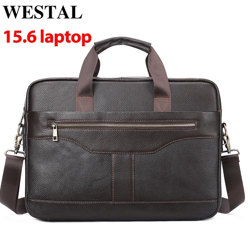 

Портфель WESTAL мужской кожаный, сумка для ноутбука 15,6 дюйма, кожаный чехол для офиса, деловая сумка для документов, работы