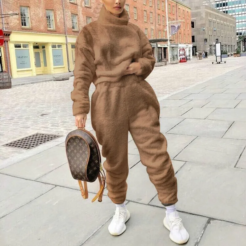 Loose Plush 2 Piece Outfits Women Solid Colors Turtleneck Long Sleeve Tops and Pants Set Lounge Set Winter Fashion Streetwears
Loose Plush 2 Piece Outfits Women Solid Colors Turtleneck Long Sleeve Tops and Pants Set Lounge Set Winter Fashion Streetwears