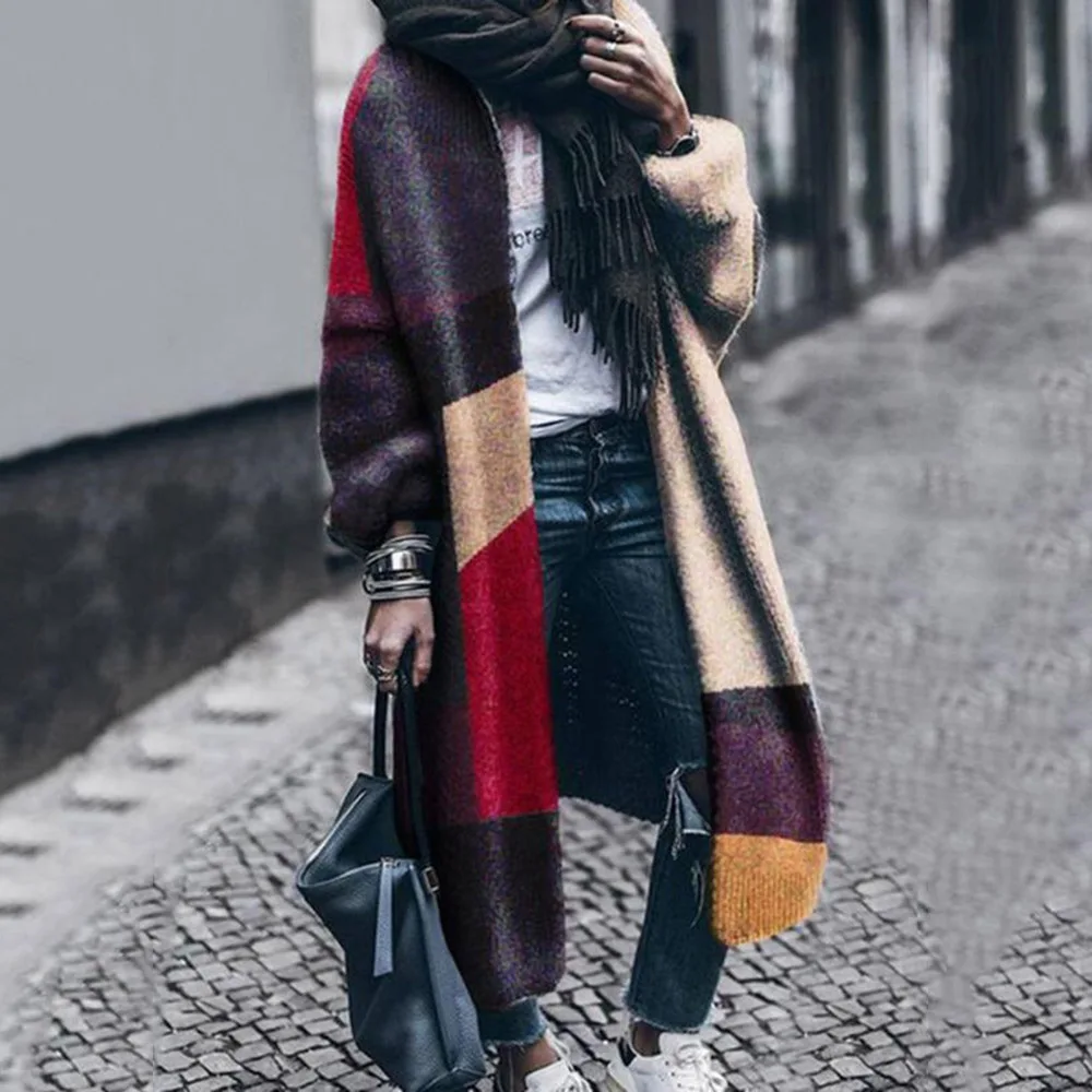 Women Fashion Knits Sweater Mid-length Casual OL Commuter Long Sleeve Patchwork Loose Cardigan Hooded Collar Ladies Sweater
Women Fashion Knits Sweater Mid-length Casual OL Commuter Long Sleeve Patchwork Loose Cardigan Hooded Collar Ladies Sweater