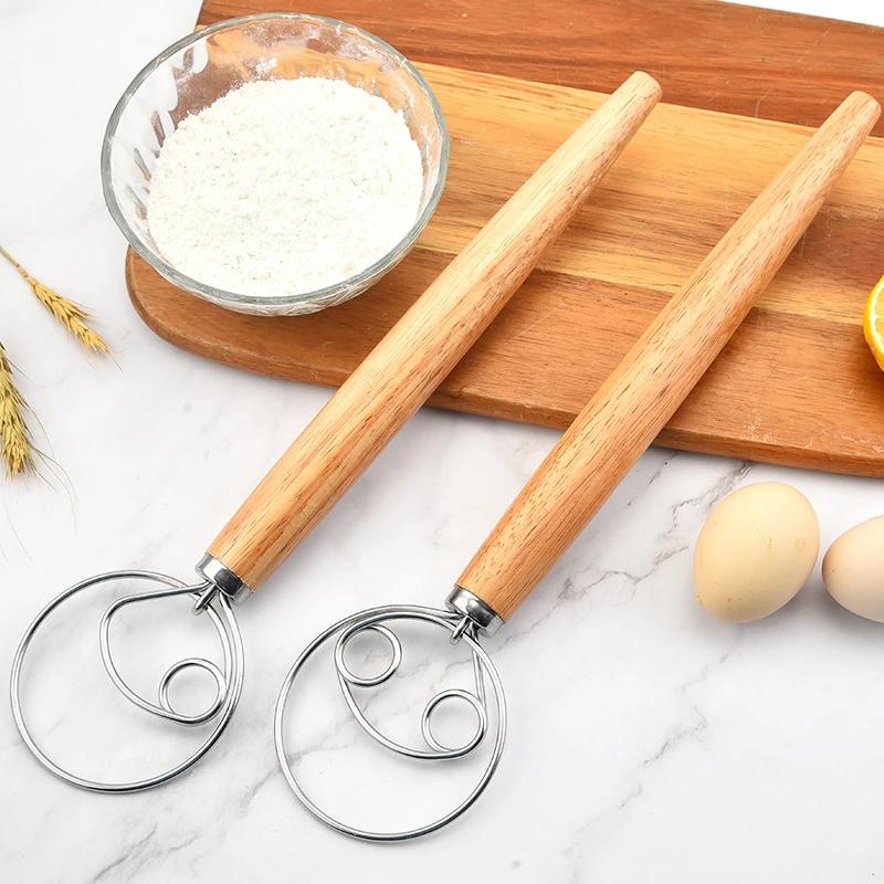 Dough Whisk Stainless Steel Blender Bread Dough Egg Manual Mixer Bakeware Wooden Handle Kitchen Baking Tool
Dough Whisk Stainless Steel Blender Bread Dough Egg Manual Mixer Bakeware Wooden Handle Kitchen Baking Tool