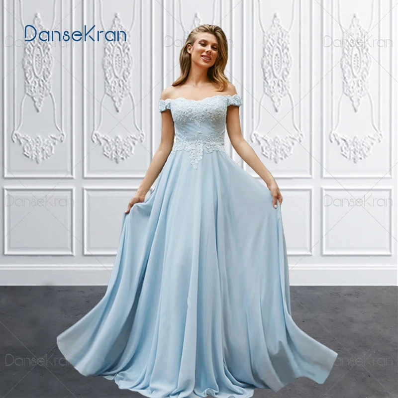 Голубые платья для выпускного вечера Вечерние платья для женщин 2022, с открытыми плечами A Line Шифон Длинные вечерние платья с аппликациями 
Голубые платья для выпускного вечера Вечерние платья для женщин 2022, с открытыми плечами A Line Шифон Длинные вечерние платья с аппликациями