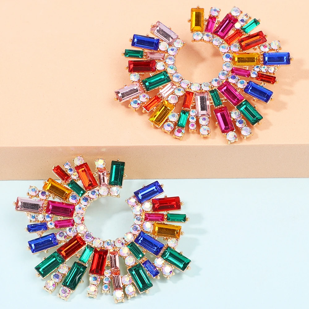 Fashion Boho Colorful Geometric Crystal Big Stud Earrings For Women 2022 Trend Luxury Design Piercing Pendientes Vintage Jewelry
Fashion Boho Colorful Geometric Crystal Big Stud Earrings For Women 2022 Trend Luxury Design Piercing Pendientes Vintage Jewelry
