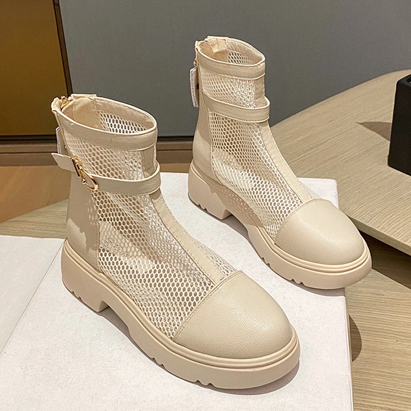 Net Red Short Boots Women's Net Yarn Breathable Zipper Nude Boots Thick-soled Comfortable Casual Boots Hollow Women's Boots 2022
Net Red Short Boots Women's Net Yarn Breathable Zipper Nude Boots Thick-soled Comfortable Casual Boots Hollow Women's Boots 2022