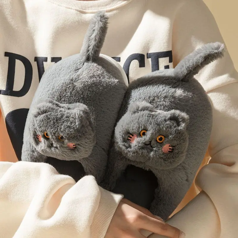 Fashion Runway Hug Cat Slippers Men Black Gray House Shoes Couples Animal Kitty Fur Slides Men Gift Furry Slipper
Fashion Runway Hug Cat Slippers Men Black Gray House Shoes Couples Animal Kitty Fur Slides Men Gift Furry Slipper