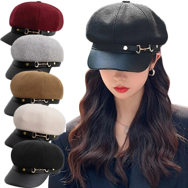 2024 Women Retro PU Leather Wool Berets Cap Hat Black Grey Outdoor Adjustable Female Autumn Winter Casual Lady Cap Hat for Women
2024 Women Retro PU Leather Wool Berets Cap Hat Black Grey Outdoor Adjustable Female Autumn Winter Casual Lady Cap Hat for Women