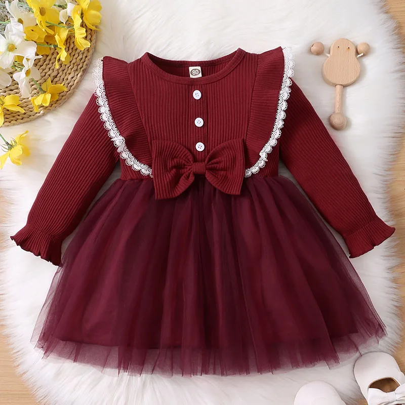 Детское трикотажное платье с длинным рукавом, с бантом
Детское трикотажное платье с длинным рукавом, с бантом