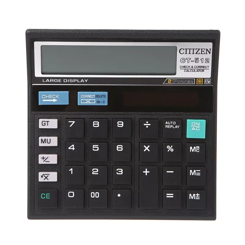 12-Digit Solar Battery Dual Power Large Display Office Desktop Calculator CT-512
12-Digit Solar Battery Dual Power Large Display Office Desktop Calculator CT-512