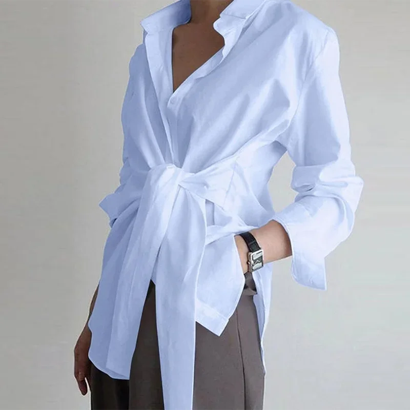 Spring Elegant Long Sleeve Blouse Casual Cotton Office Shirts Button White Women Tops Female Ruched Lace Up Solid Blouses 18659
Spring Elegant Long Sleeve Blouse Casual Cotton Office Shirts Button White Women Tops Female Ruched Lace Up Solid Blouses 18659