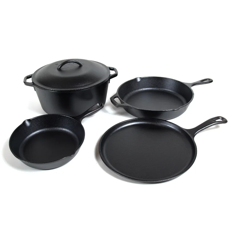 Cast Iron Seasoned 5-Piece Set with Skillet, Griddle & Dutch Oven cooking pots set kitchen
Cast Iron Seasoned 5-Piece Set with Skillet, Griddle & Dutch Oven cooking pots set kitchen