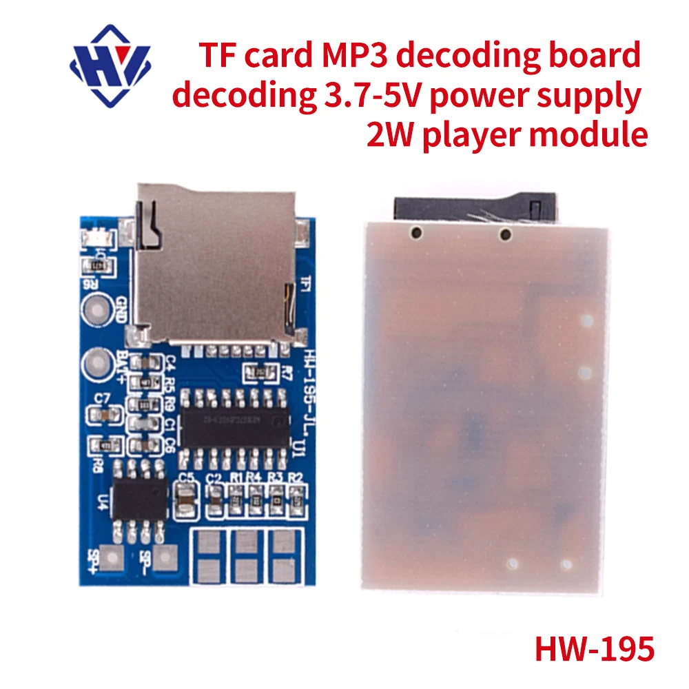 

5/10pcs TF card MP3 decoder board module 3.75V lithium battery power supply with 2W mixed mono memory playback function