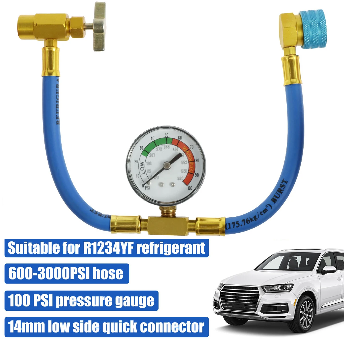 Refrigerant Charge Hose R1234YF Car Conditioning Self-Sealing Recharge Hose with Gauge 1/2 Acme Thread Low Side Quick Coupler
Refrigerant Charge Hose R1234YF Car Conditioning Self-Sealing Recharge Hose with Gauge 1/2 Acme Thread Low Side Quick Coupler
