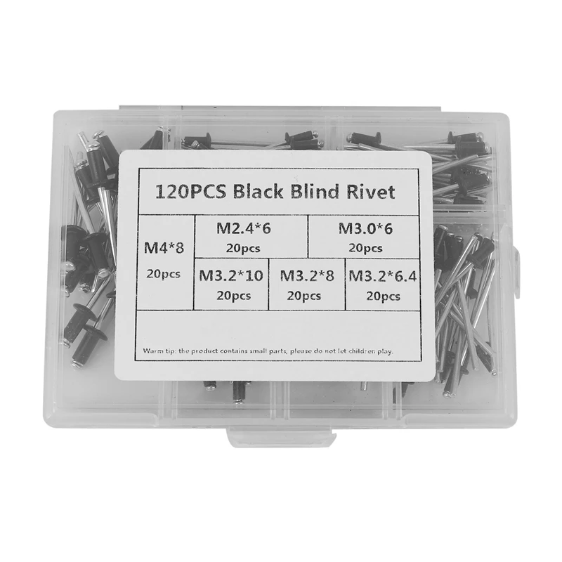 120Pcs/Set M2.4 M3.0 M3.2 M4 Black Aluminium Blind Rivets Nail Decoration Rivets For Furniture Assortment Kit Hw078
120Pcs/Set M2.4 M3.0 M3.2 M4 Black Aluminium Blind Rivets Nail Decoration Rivets For Furniture Assortment Kit Hw078