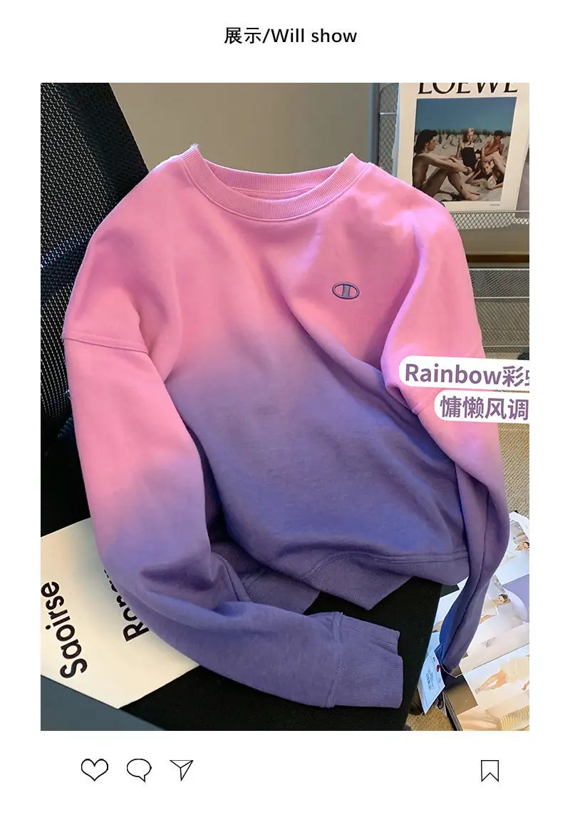 2023 Autumn Winter Rainbow Hoodies For Women Long Sleeve Casual Tie Dyed Jumpers Fashion Female Candy Color O-Neck Pullover Tops
2023 Autumn Winter Rainbow Hoodies For Women Long Sleeve Casual Tie Dyed Jumpers Fashion Female Candy Color O-Neck Pullover Tops