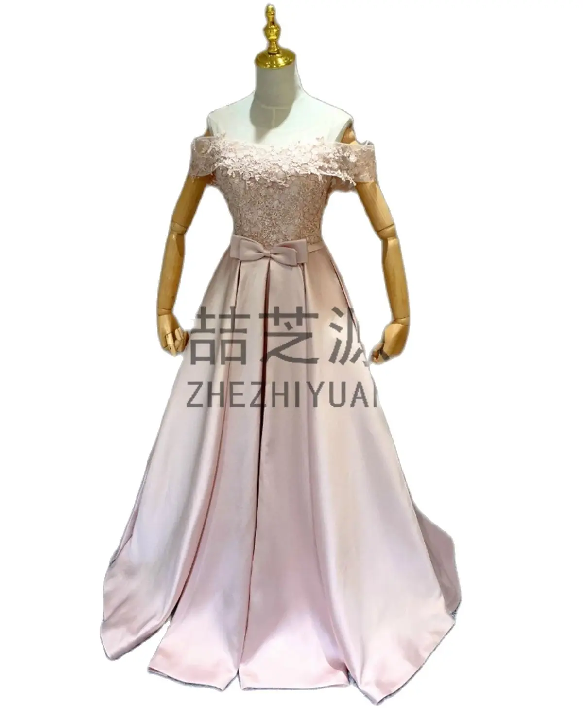 Отличная Розовая атласная Кружевная аппликация с открытыми плечами на шнуровке со шлейфом платье для полных праздников элегантная свадебн...