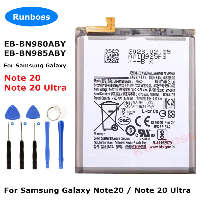 Original Battery EB-BN980ABY EB-BN985ABY For Samsung Galaxy Note20 Note 20 N980 SM-N980F/DS,Note 20 Ultra N985B N985U N985U1
Original Battery EB-BN980ABY EB-BN985ABY For Samsung Galaxy Note20 Note 20 N980 SM-N980F/DS,Note 20 Ultra N985B N985U N985U1