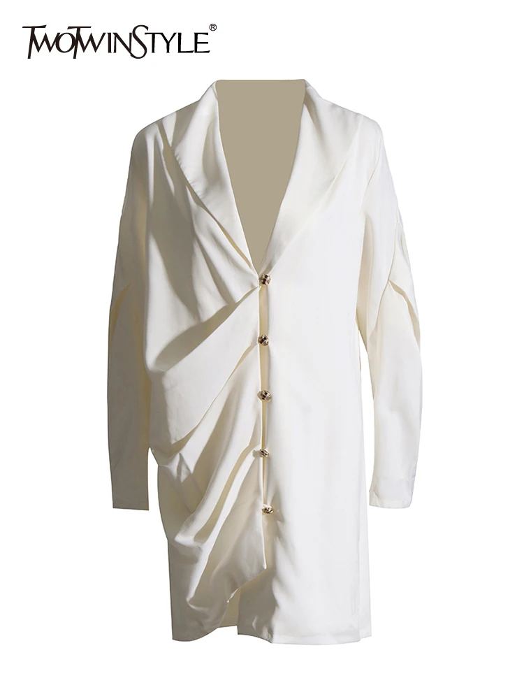 TWOTWINSTYLE Spliced Single Breasted Dresses For Women V Neck Long Sleeve High Waist Elegant Dress Female Fashion Clothing New
TWOTWINSTYLE Spliced Single Breasted Dresses For Women V Neck Long Sleeve High Waist Elegant Dress Female Fashion Clothing New