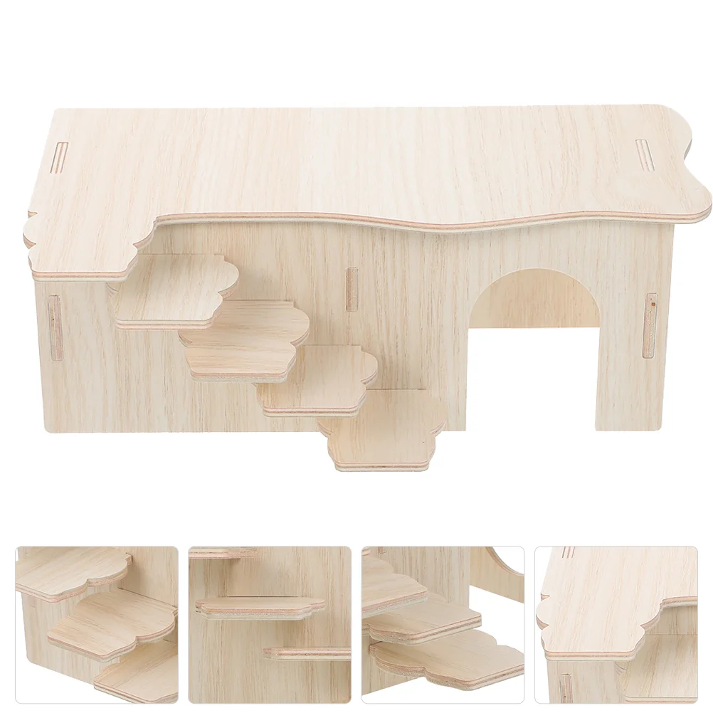 

Multi-storey Small Animal Mechanism Wooden House Log Cabin Decor Hamster Delicate Rat Decorate Hideout Adorable