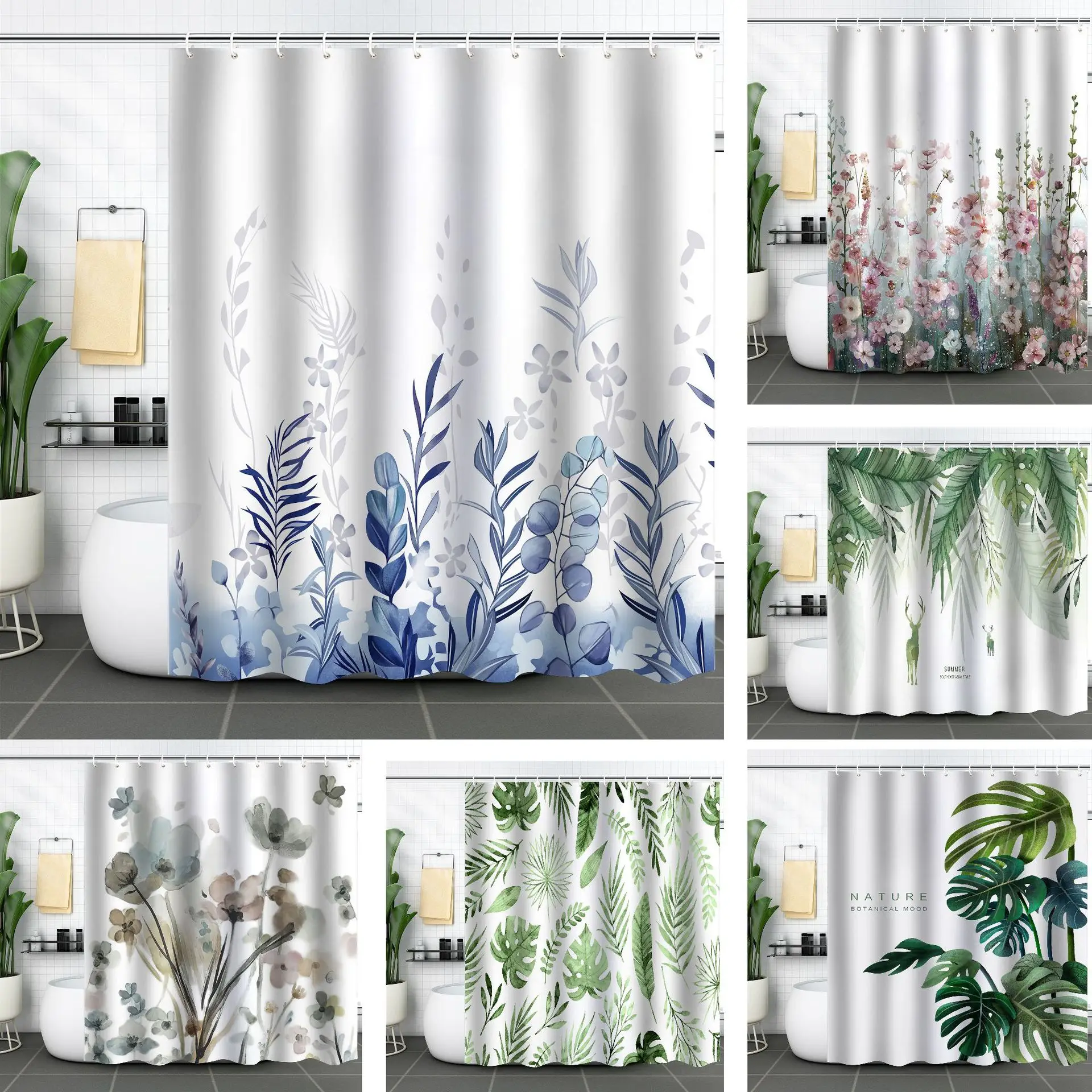 Plant Waterproof Shower Curtain 3d Digital Printing Bathroom Small Fresh Bathroom Curtain bathroom set with shower curtain
Plant Waterproof Shower Curtain 3d Digital Printing Bathroom Small Fresh Bathroom Curtain bathroom set with shower curtain