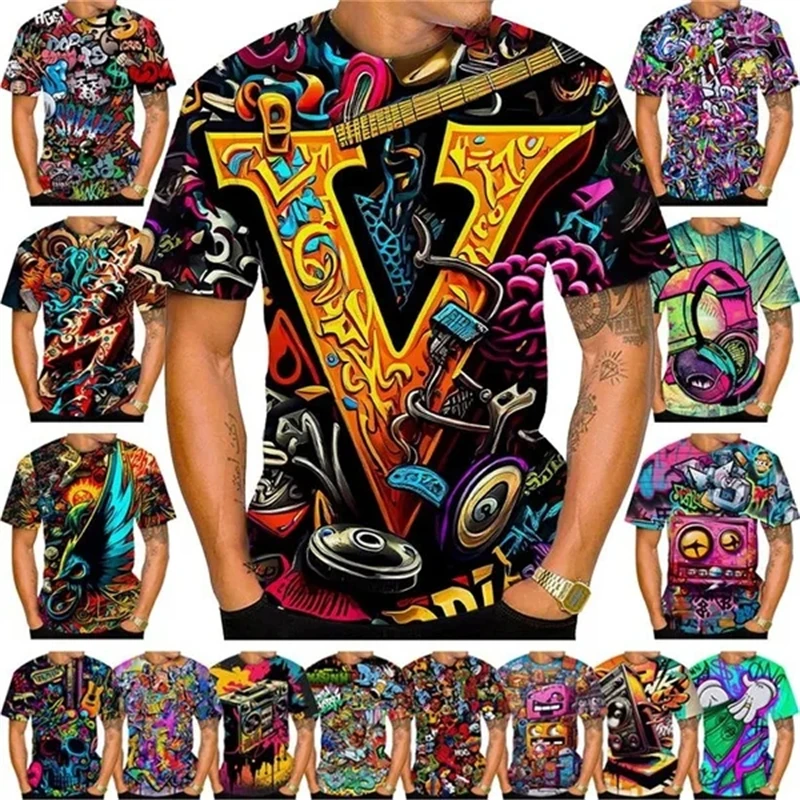 Футболка в стиле хип-хоп с принтом граффити и короткими рукавами
Футболка в стиле хип-хоп с принтом граффити и короткими рукавами