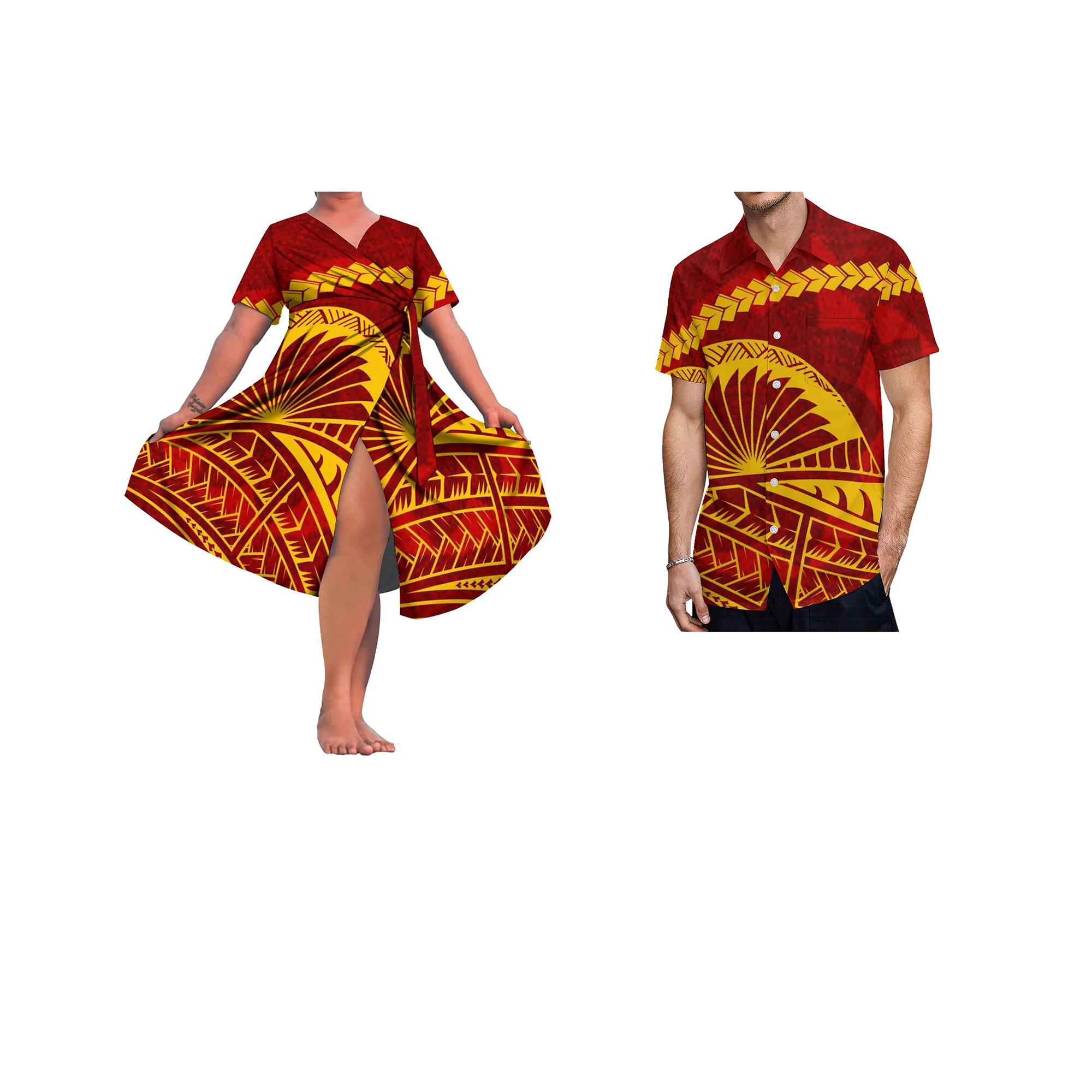 Samoan Women's Personality Lace-up Dresses Polynesian Traditional Tribal Print Casual Short Dresses Match Mens Shirt
Samoan Women's Personality Lace-up Dresses Polynesian Traditional Tribal Print Casual Short Dresses Match Mens Shirt