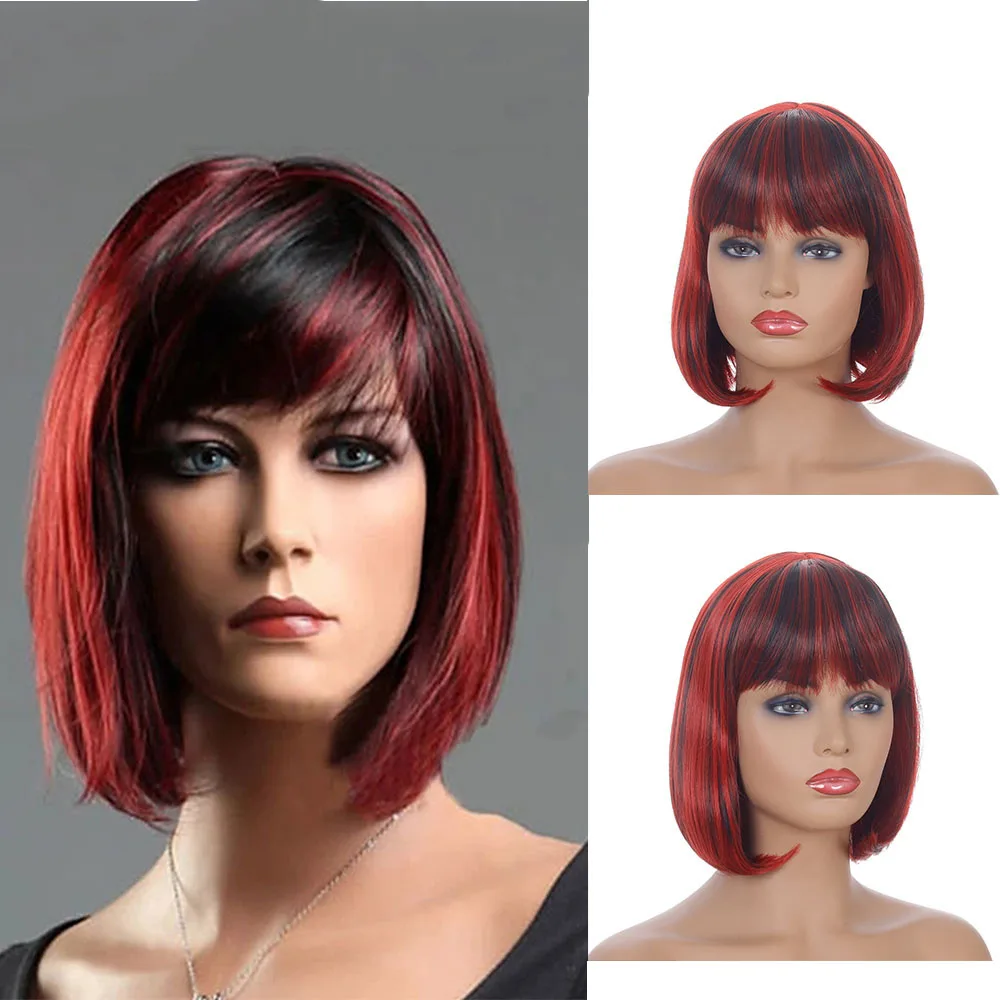 Short Bob Wig With Bangs Synthetic Wigs For Women Ombre Light Golden Mixed Brown Halloween Cosplay Party Natural Wig
Short Bob Wig With Bangs Synthetic Wigs For Women Ombre Light Golden Mixed Brown Halloween Cosplay Party Natural Wig