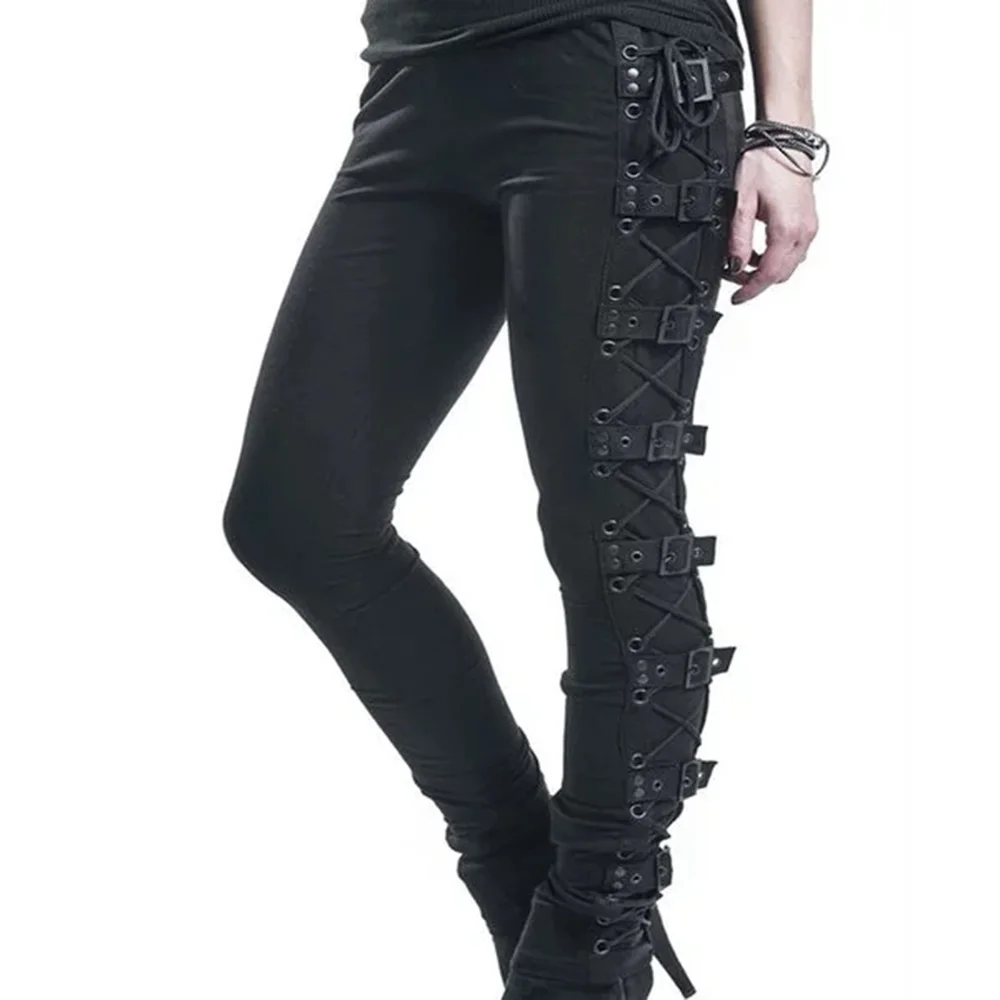 Long Pants Women 2021 Gothic Punk Lace Up Casual Cargo Buckle Rock Dark Black Pantalones High Waist Trousers Pants
Long Pants Women 2021 Gothic Punk Lace Up Casual Cargo Buckle Rock Dark Black Pantalones High Waist Trousers Pants