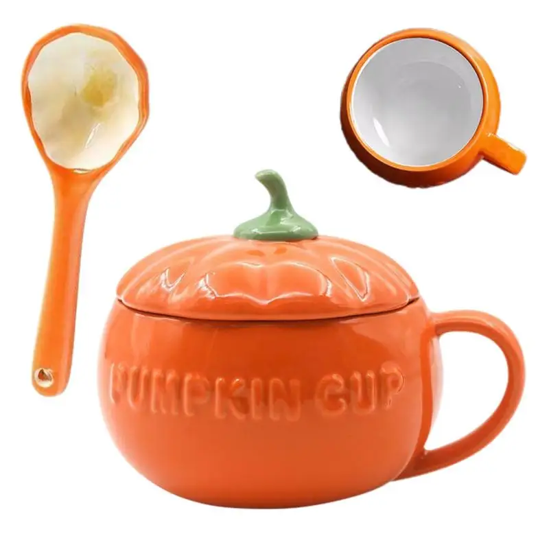 Pumpkin Mug Halloween Coffee Ceramic Cereal Mug with Lid Halloween Pumpkin Shaped soup mugs With Spoon Gifts Accessories 
Pumpkin Mug Halloween Coffee Ceramic Cereal Mug with Lid Halloween Pumpkin Shaped soup mugs With Spoon Gifts Accessories